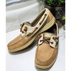 Sperry Top Siders Tan And Gold Leather Boat Shoes Women's 9M Non-Marking